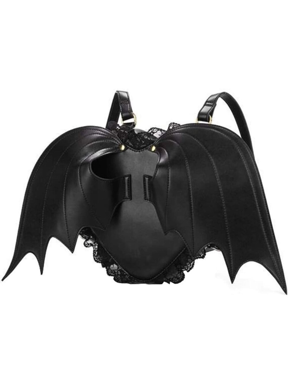 Gothic Bat Heart Wings Backpack PU Leather Punk Lolita Lace Daypack
